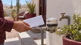 Pago de agua en Baja California Sur, escena ilustrativa.