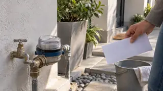 Pago de agua en Puebla, escena ilustrativa.