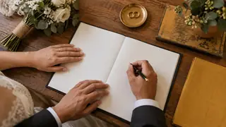 Matrimonio civil en Puebla, escena ilustrativa.
