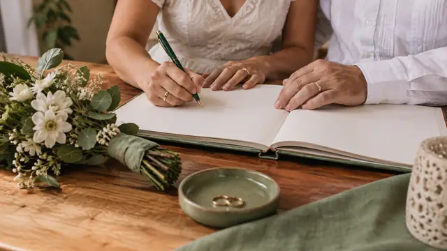 Matrimonio civil en Yucatán, escena ilustrativa.