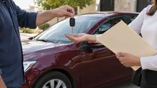 Cambio de propietario vehicular, escena ilustrativa.