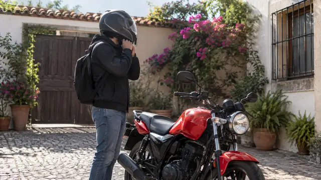 Licencia de motocicleta, escena ilustrativa.