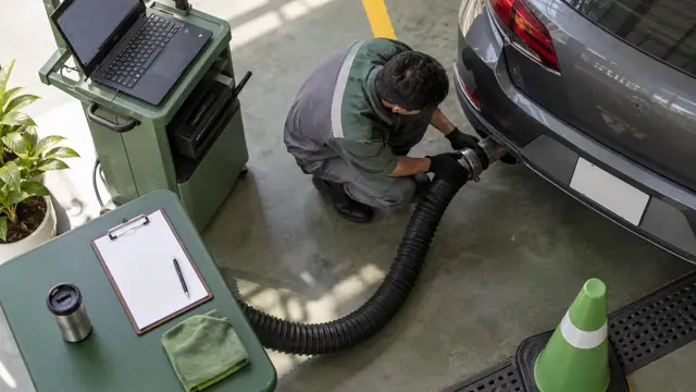 Verificación vehicular en Querétaro, escena ilustrativa.